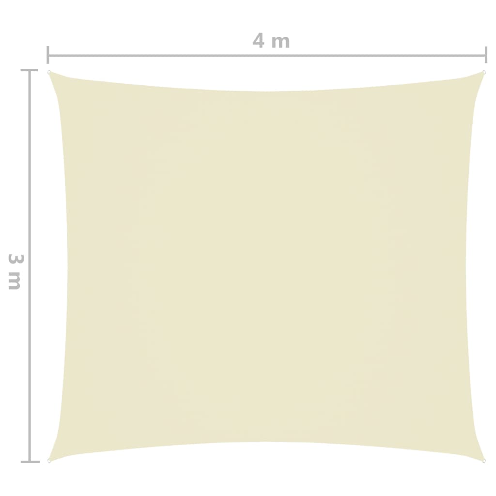 vidaXL saulessargs, taisnstūra, 3x4 m, krēmkrāsas oksforda audums