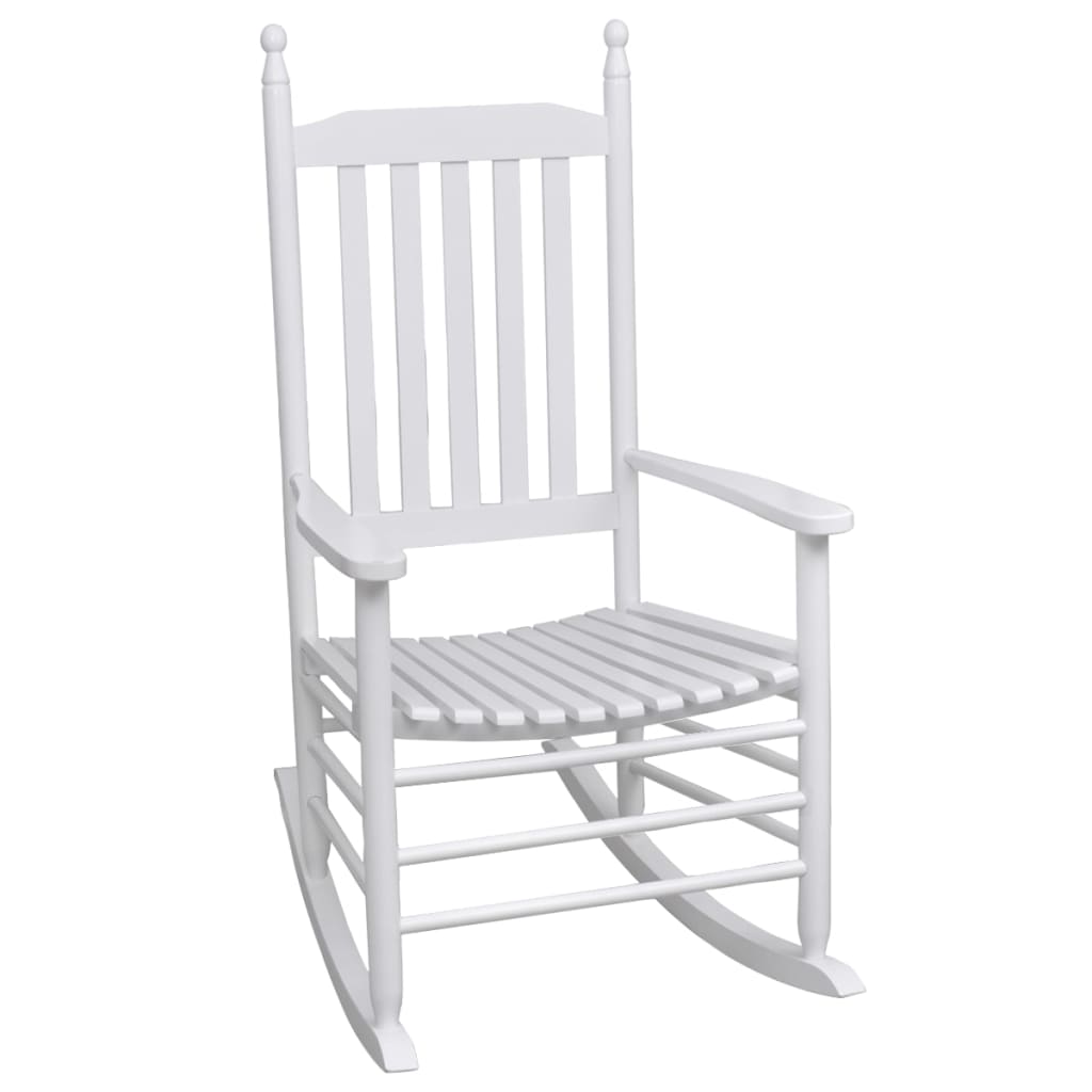 vidaXL šūpuļkrēsls ar izliektu sēdekli, balts koks