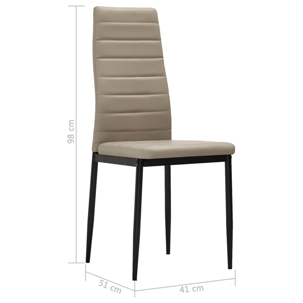vidaXL virtuves krēsli, 4 gab., kapučīno krāsas mākslīgā āda