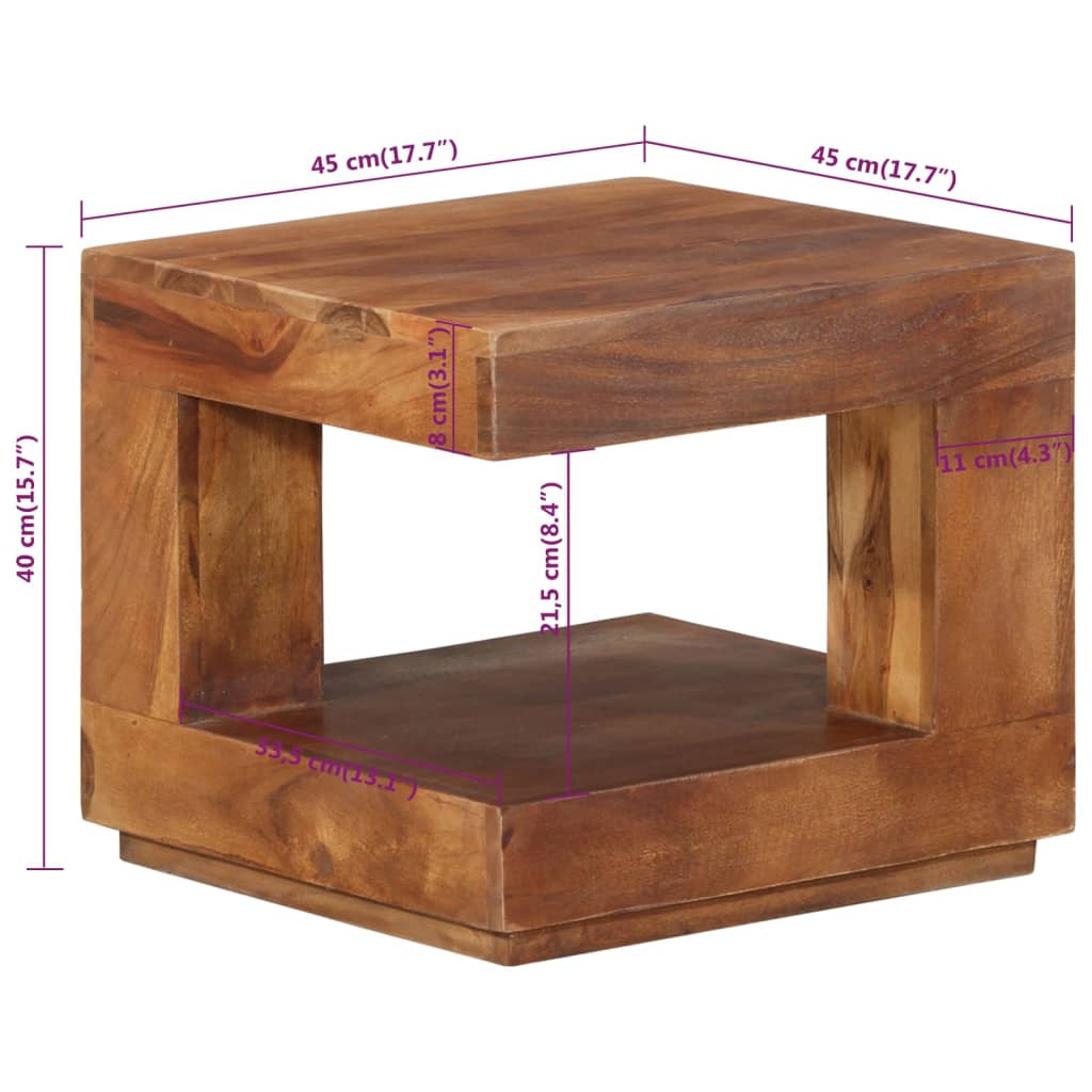 vidaXL kafijas galdiņš, 45x45x40 cm, akācijas masīvkoks
