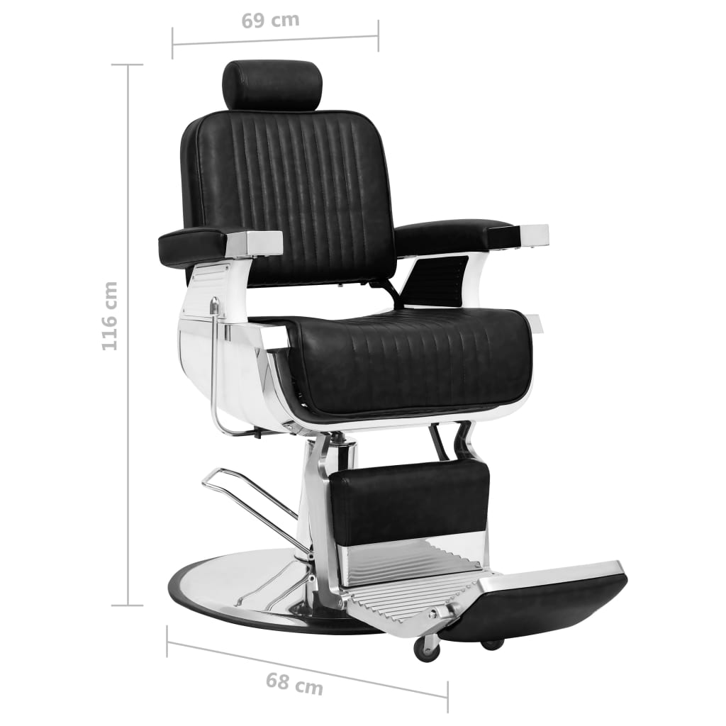 vidaXL frizieru krēsls, 68x69x116 cm, melna mākslīgā āda