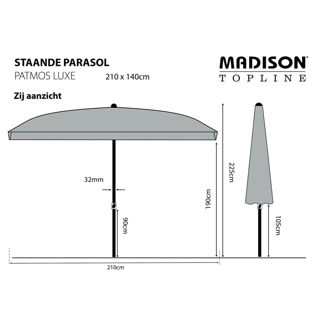 Madison saulessargs Patmos Luxe, taisnstūra, 210x140 cm, pelēks
