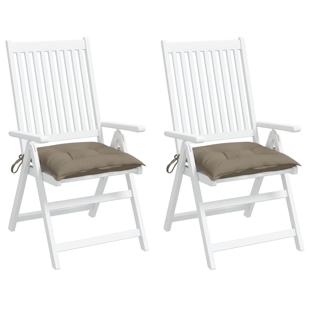 vidaXL dārza krēslu matrači, 2 gab., pelēkbrūni, 40x40x7 cm, audums