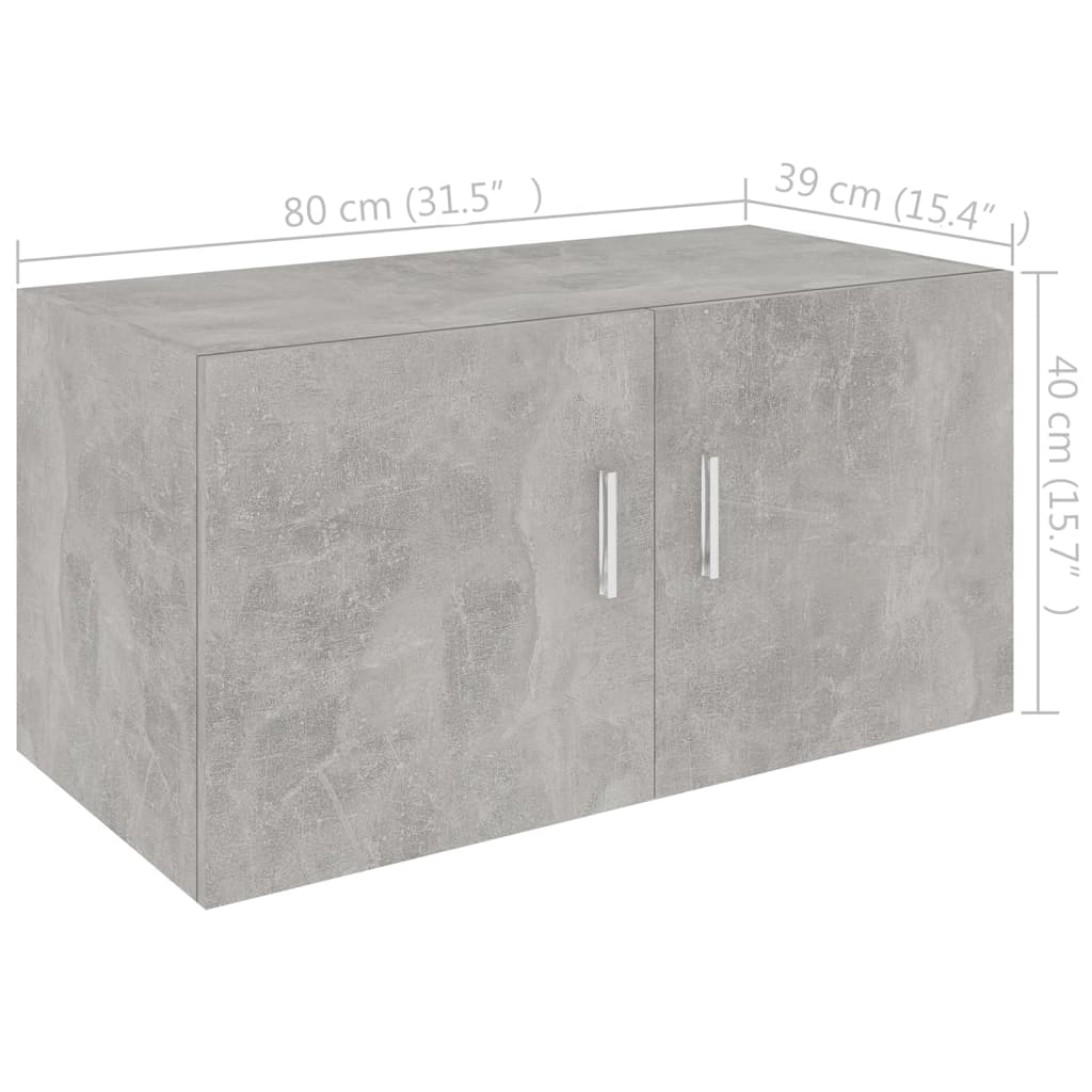 vidaXL sienas skapītis, betona pelēks, 80x39x40 cm, skaidu plāksne