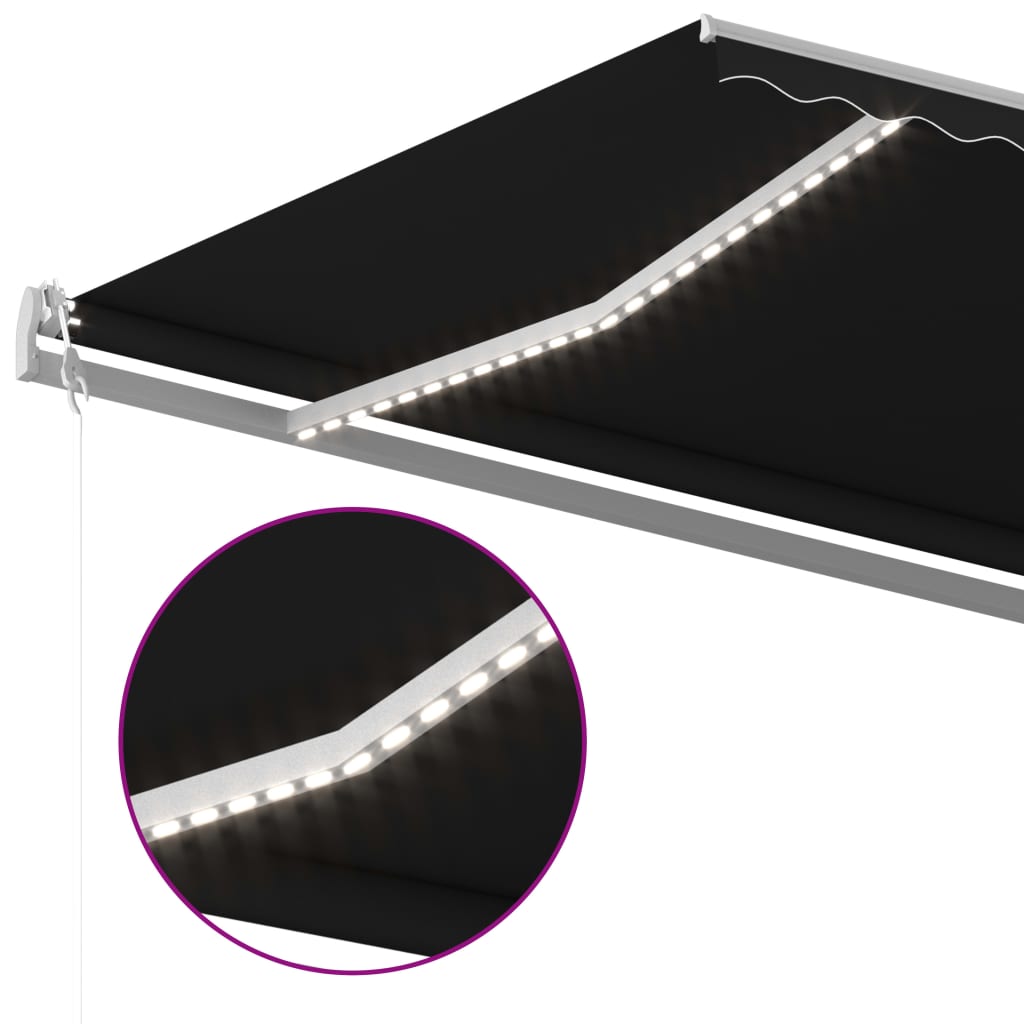 vidaXL izvelkama markīze ar LED, 5x3,5 m, manuāla, antracītpelēka