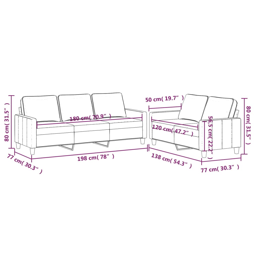 vidaXL divdaļīgs dīvānu komplekts ar spilveniem, gaiši pelēks samts