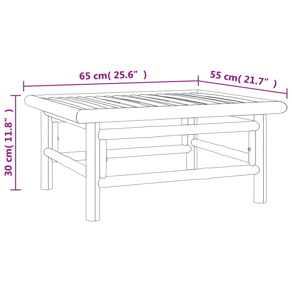 vidaXL dārza galds, 65x55x30 cm, bambuss