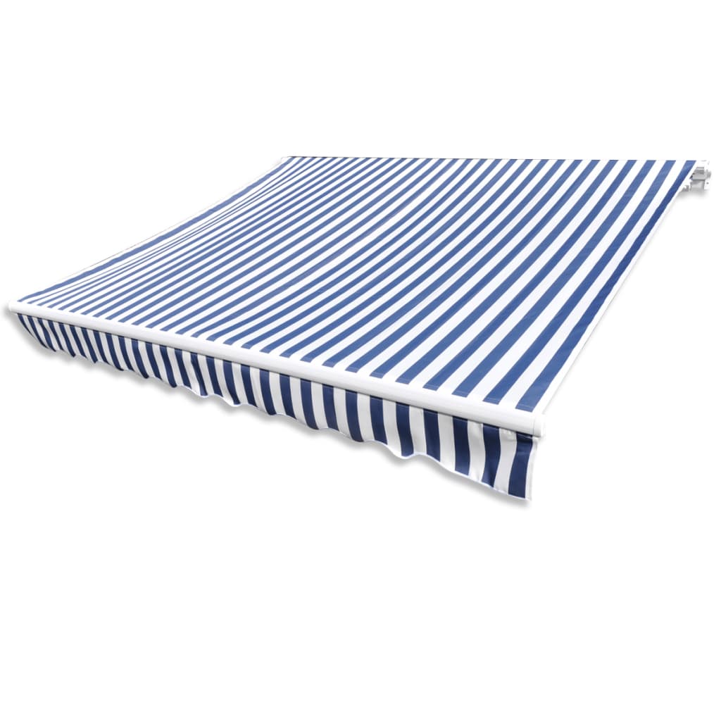 vidaXL markīzes jumts, zils ar baltu, 4 x 3 m, (rāmis nav iekļauts)
