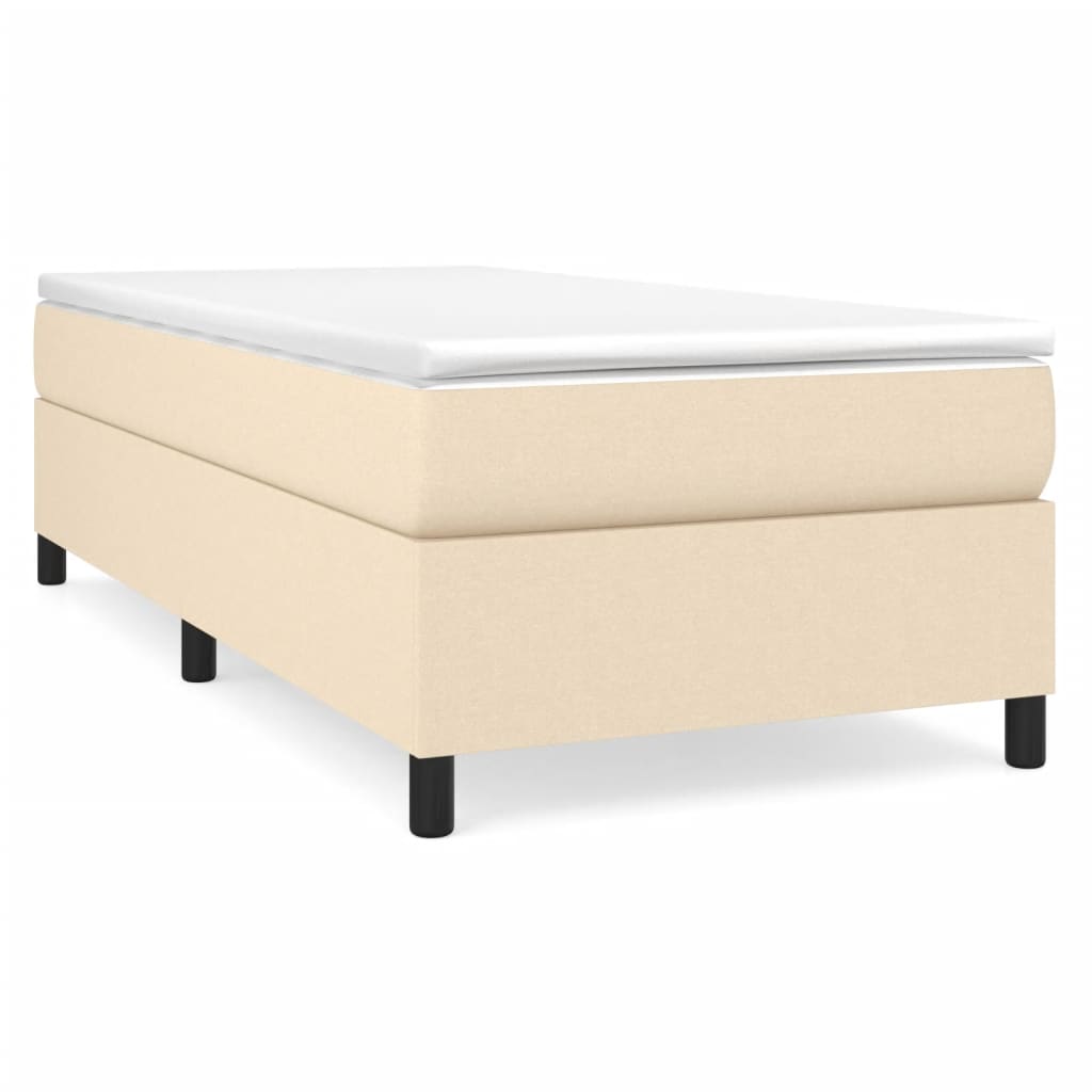 vidaXL gultas rāmis, krēmkrāsas, 90x190 cm, audums