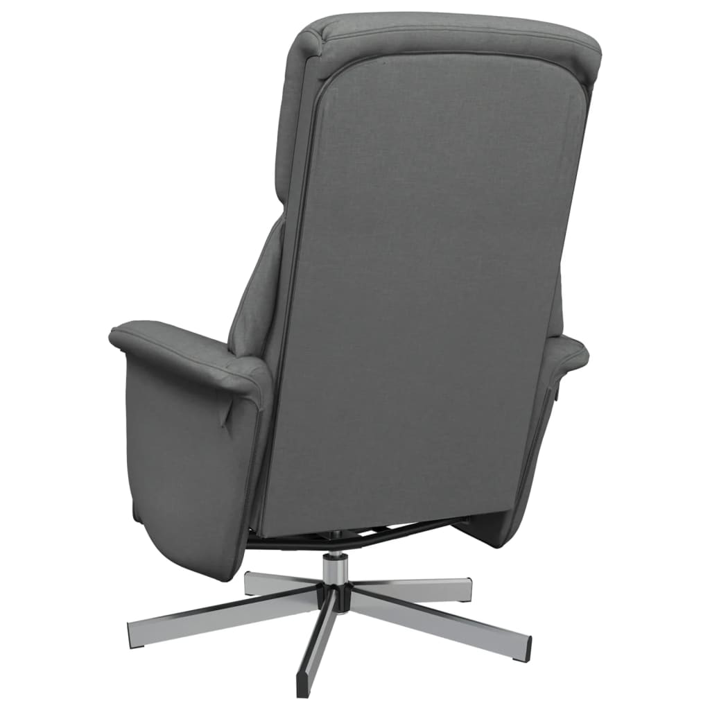 vidaXL krēsls ar kāju balstu, atgāžams, tumši pelēks audums