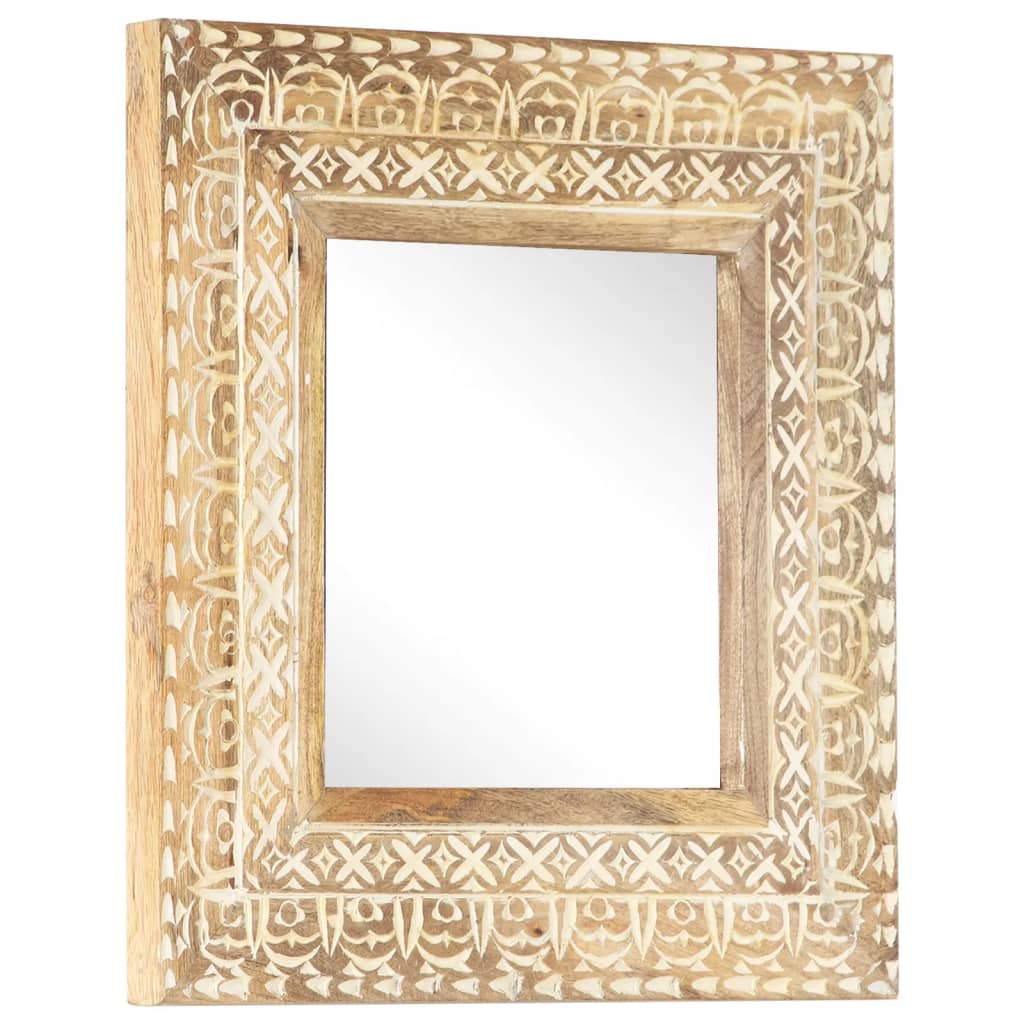 vidaXL spogulis, 50x50x2,6 cm, ar kokgriezumiem, mango masīvkoks