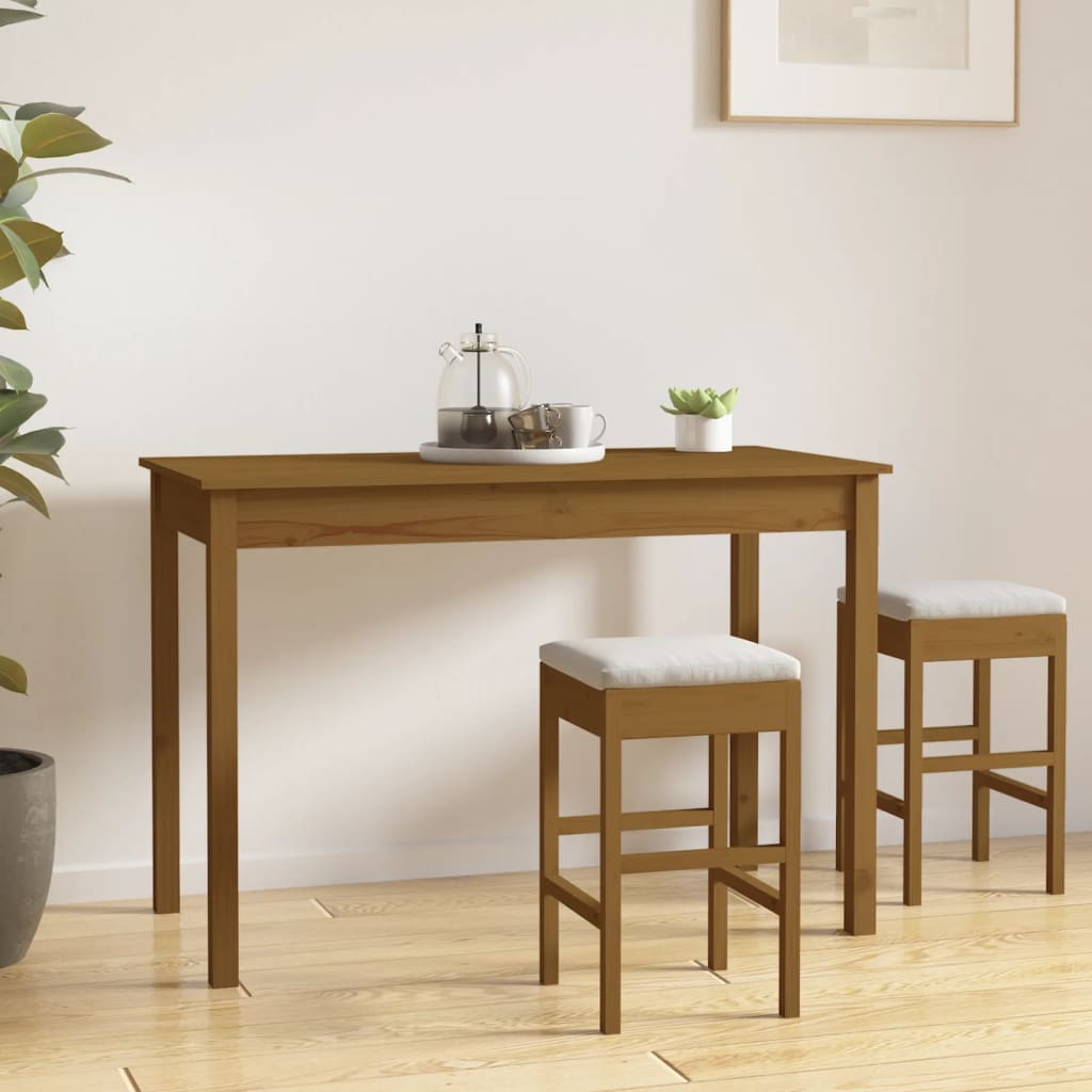 vidaXL virtuves galds, medus brūns, 110x55x75 cm, priedes masīvkoks