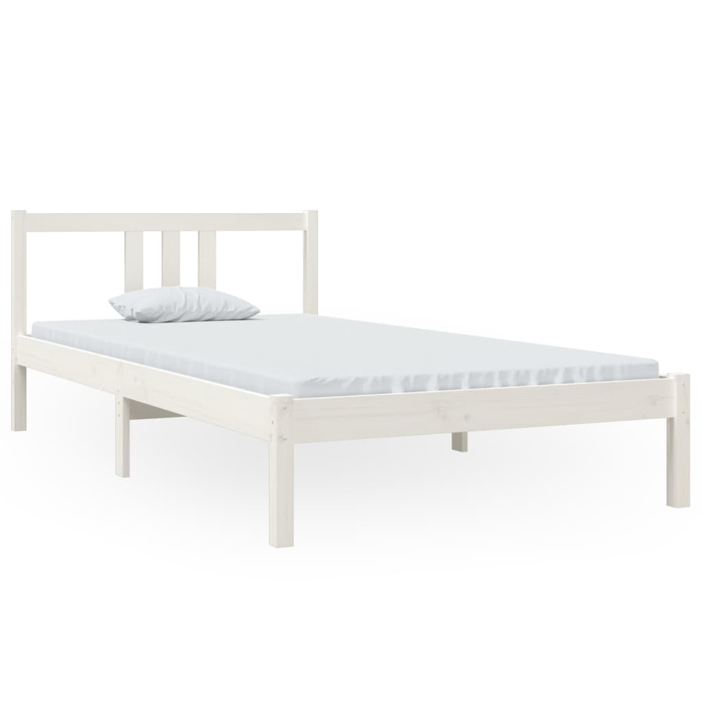 vidaXL gultas rāmis, balts, masīvkoks, 100x200 cm