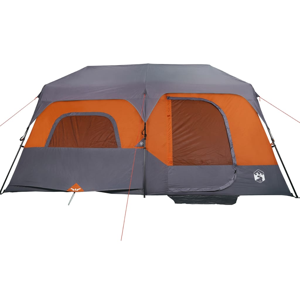 vidaXL kempinga telts 9 personām, pelēka, oranža, ūdensnecaurlaidīga