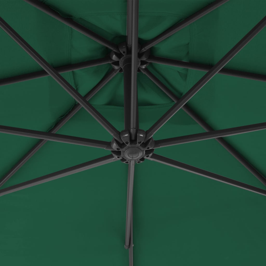 vidaXL dārza saulessargs ar tērauda kātu, 250x250 cm, zaļš