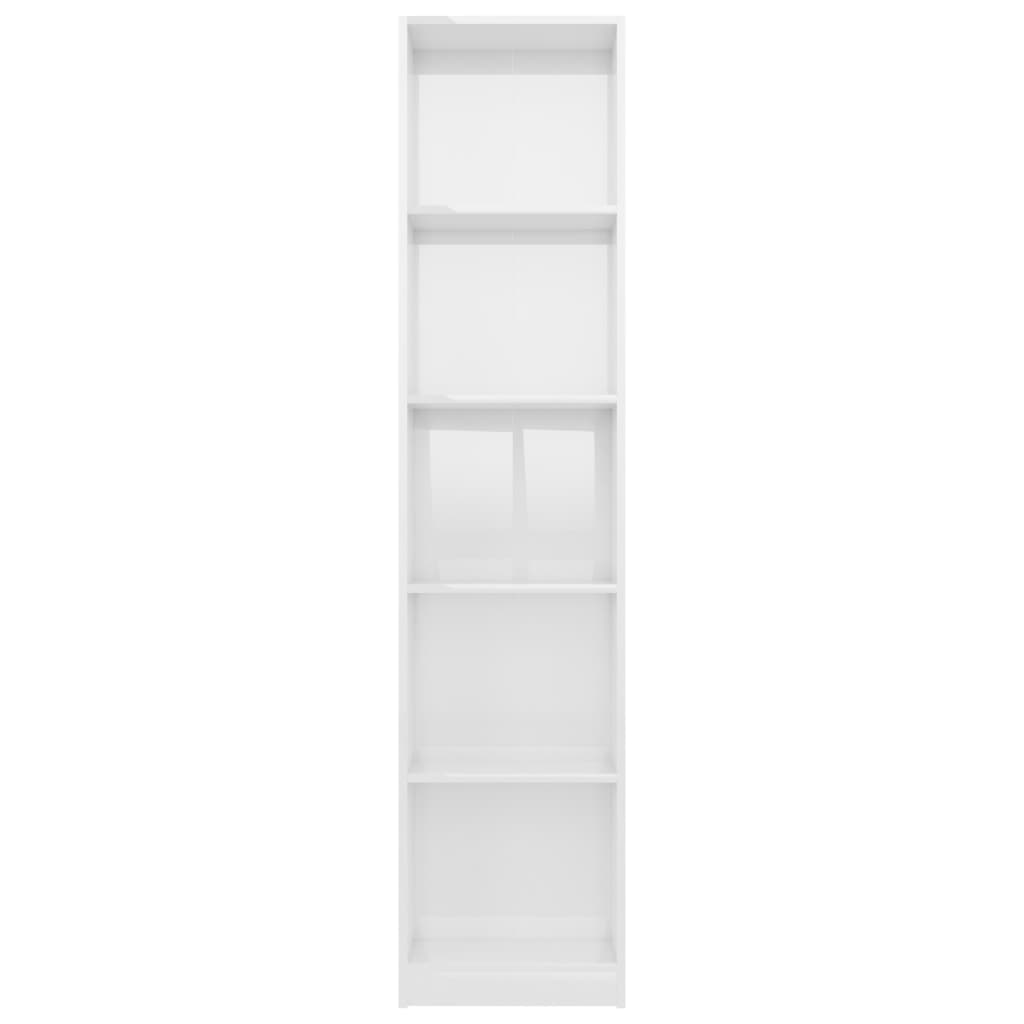 vidaXL 5-līmeņu grāmatu plaukts, balts, 40x24x175 cm, skaidu plāksne