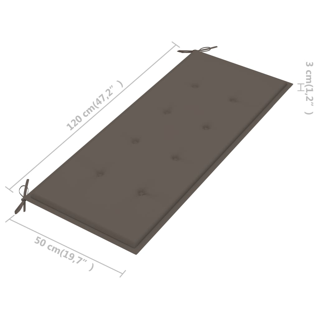 vidaXL sols ar pelēkbrūnu matraci, 120 cm, masīvs tīkkoks