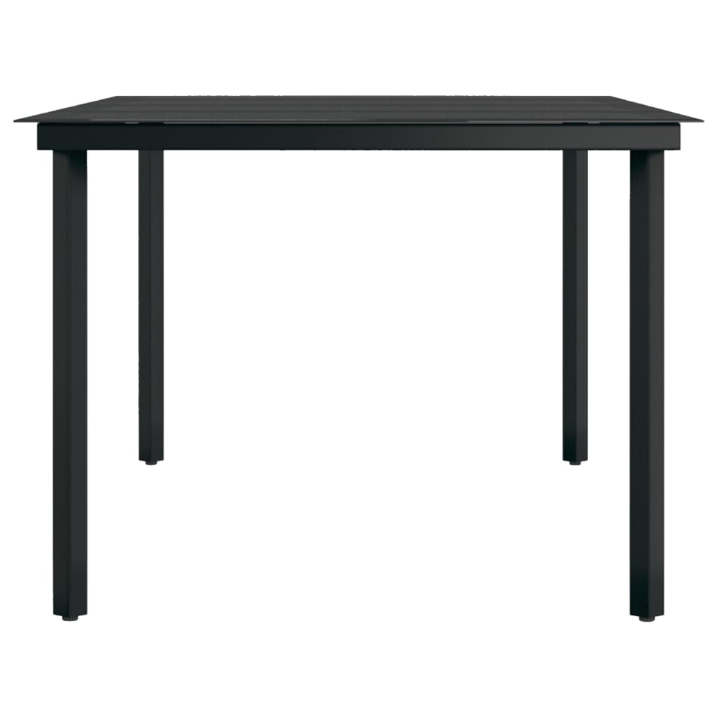 vidaXL dārza galds, melns, 200x100x74 cm, tērauds un stikls