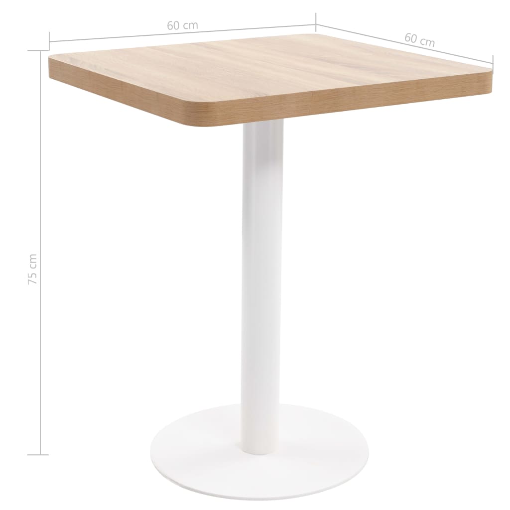 vidaXL bistro galds, gaiši brūns, 60x60 cm, MDF