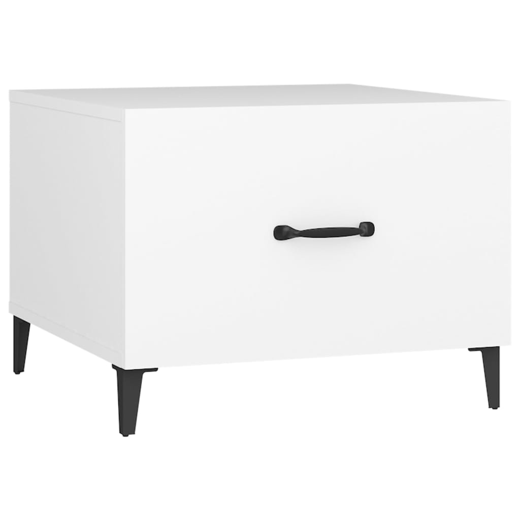 vidaXL kafijas galdiņš ar metāla kājām, balts, 50x50x40 cm