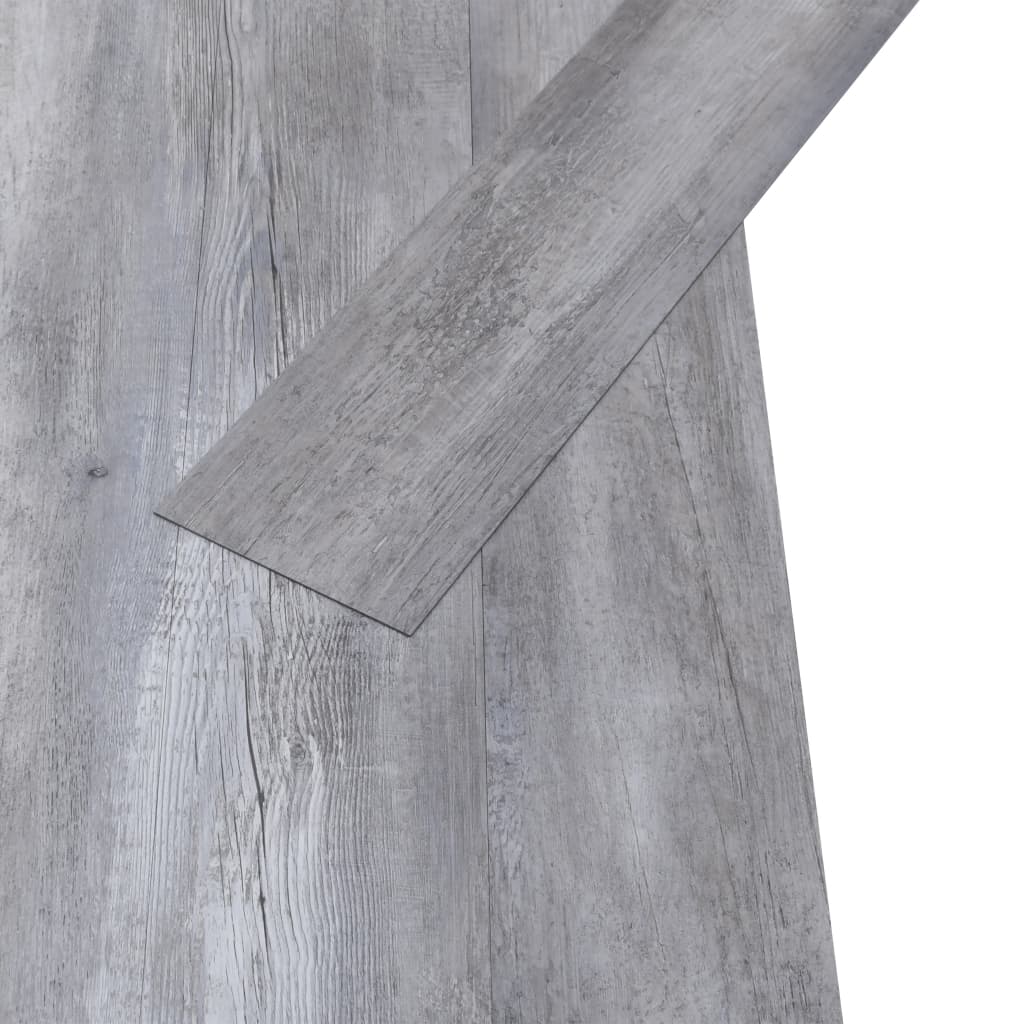 vidaXL grīdas dēļi, pašlīmējoši, 5,02 m², 2mm, matēts pelēka koka PVC