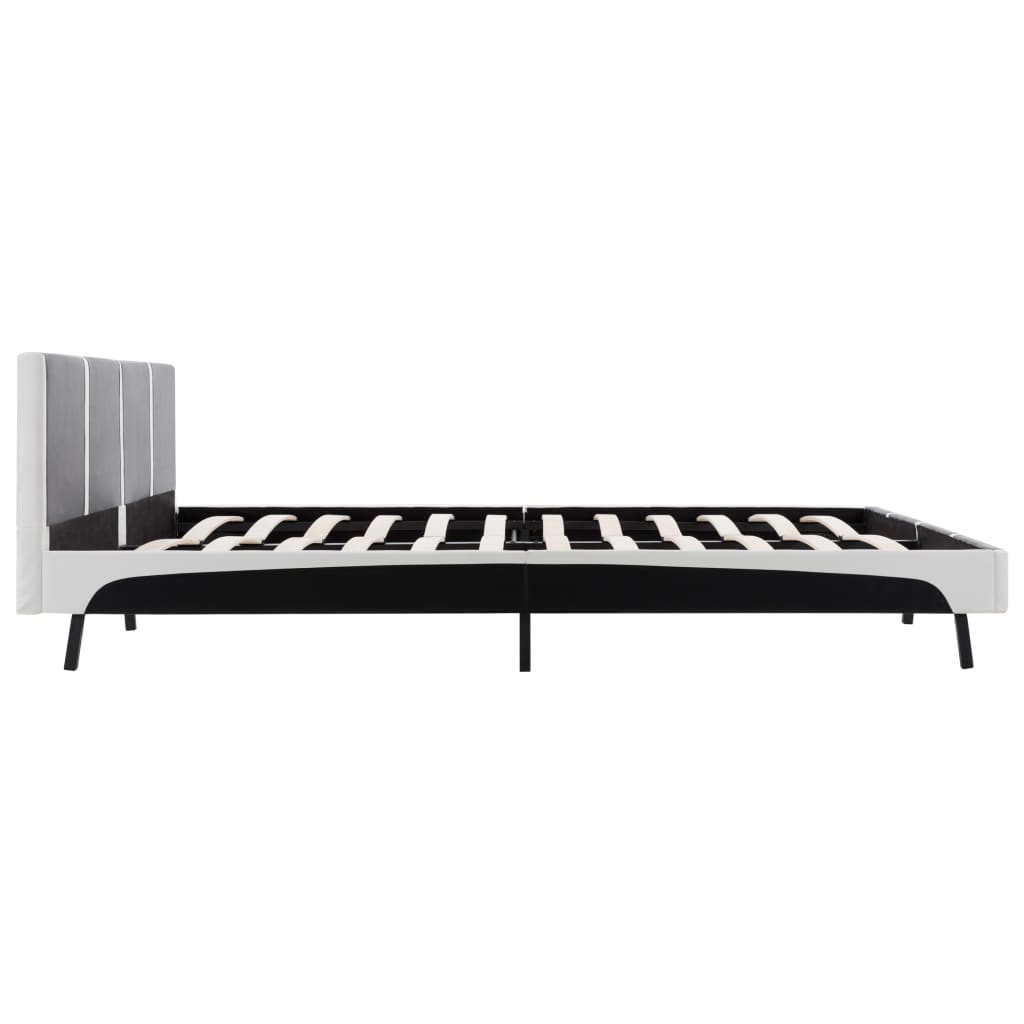 vidaXL gultas rāmis, balta un melns mākslīgā āda, 150x200 cm