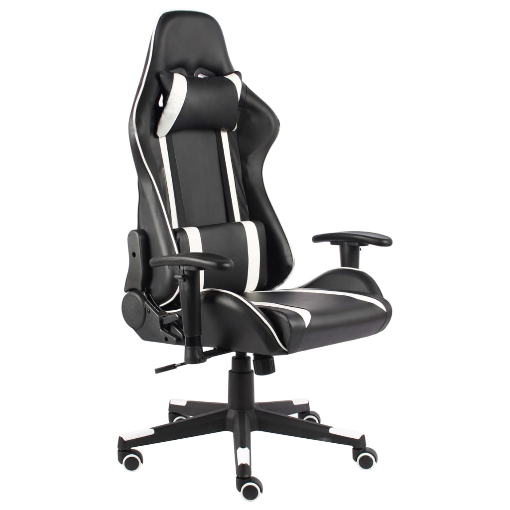 vidaXL datorspēļu krēsls, grozāms, balts, PVC