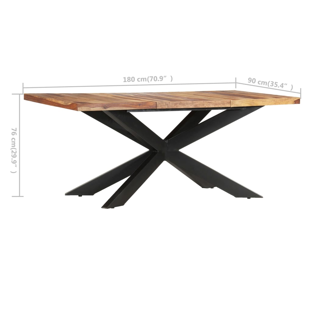 vidaXL virtuves galds, 180x90x76 cm, masīvs rožkoks
