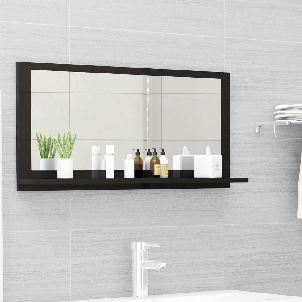 vidaXL vannasistabas spogulis, spīdīgi melns, 80x10,5x37 cm