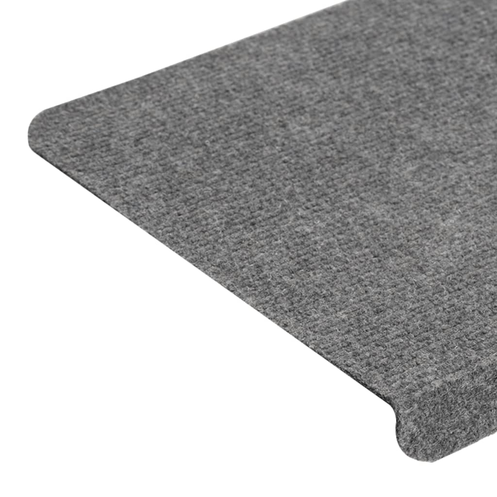 vidaXL kāpņu paklāji, 15 gab., pašlīmējoši, 65x24,5x3,5 cm, pelēki