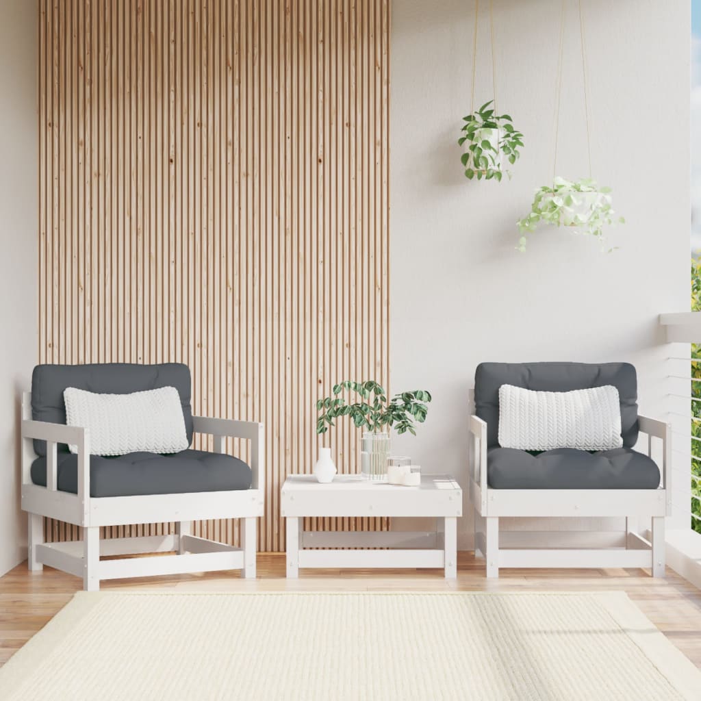vidaXL dārza krēsli, 2 gab., balti, priedes masīvkoks