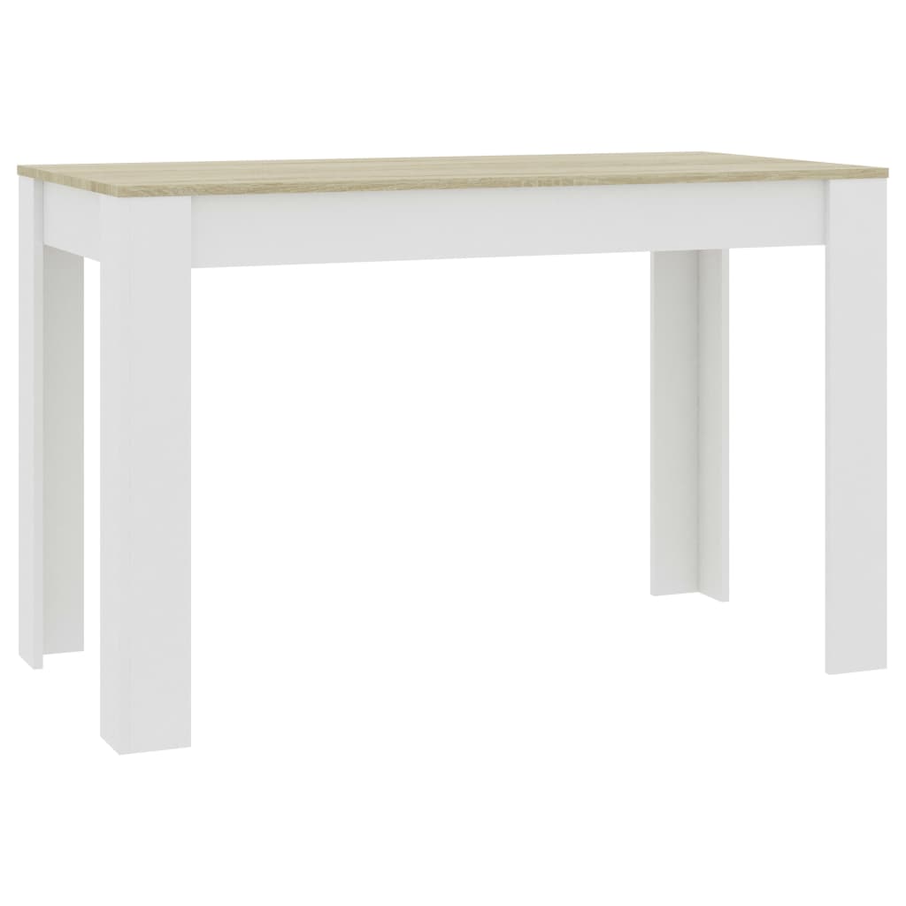 vidaXL virtuves galds, 120x60x76 cm, balta un ozolkoka krāsa