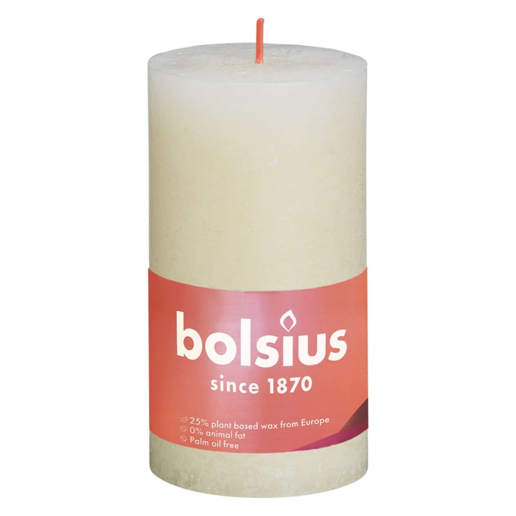 Bolsius cilindriskas sveces Shine, 4 gb., 130x68 mm, maigā pērļu krāsā