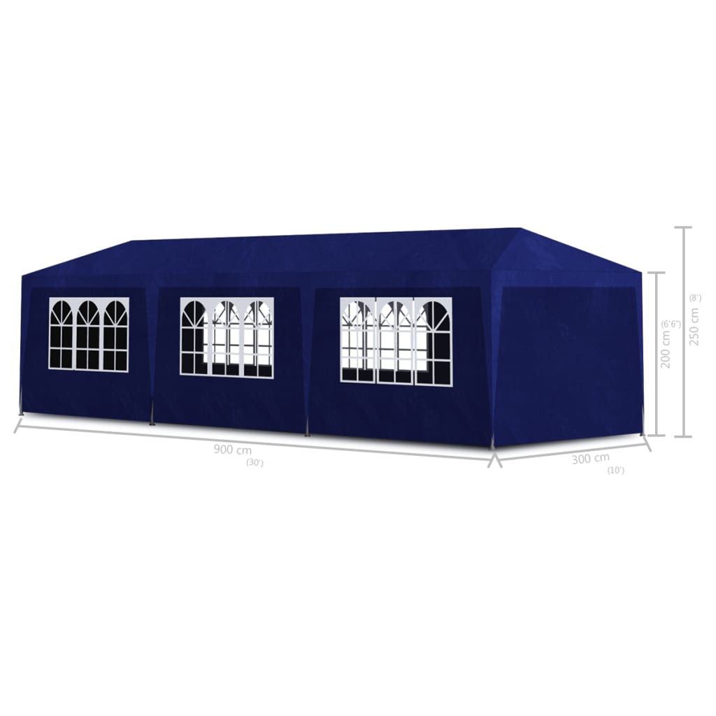vidaXL svinību telts, 3x9 m, zila