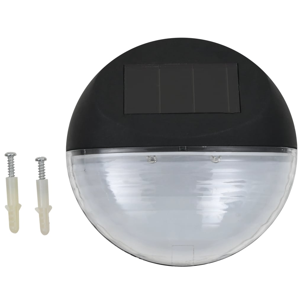 vidaXL āra solārās sienas lampas, 12 gab., LED, apaļas, melnas