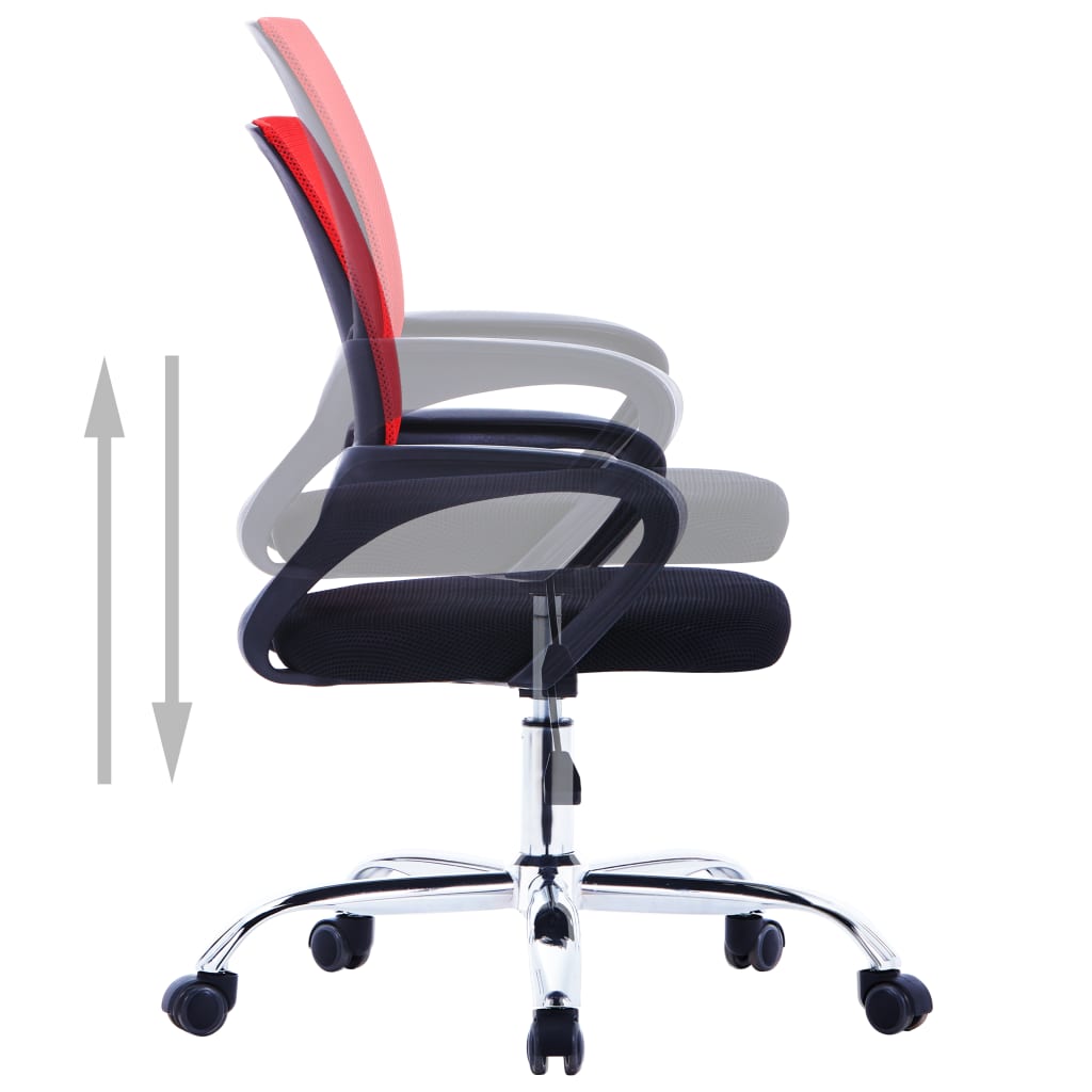 vidaXL biroja krēsls ar sieta atzveltni, sarkans audums
