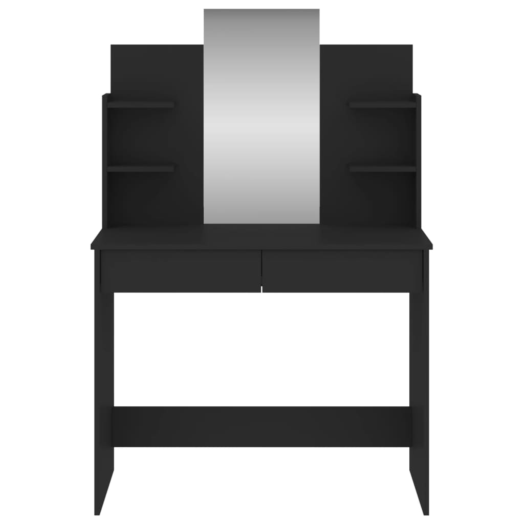 vidaXL galdiņš ar spoguli, melns, 96x39x142 cm