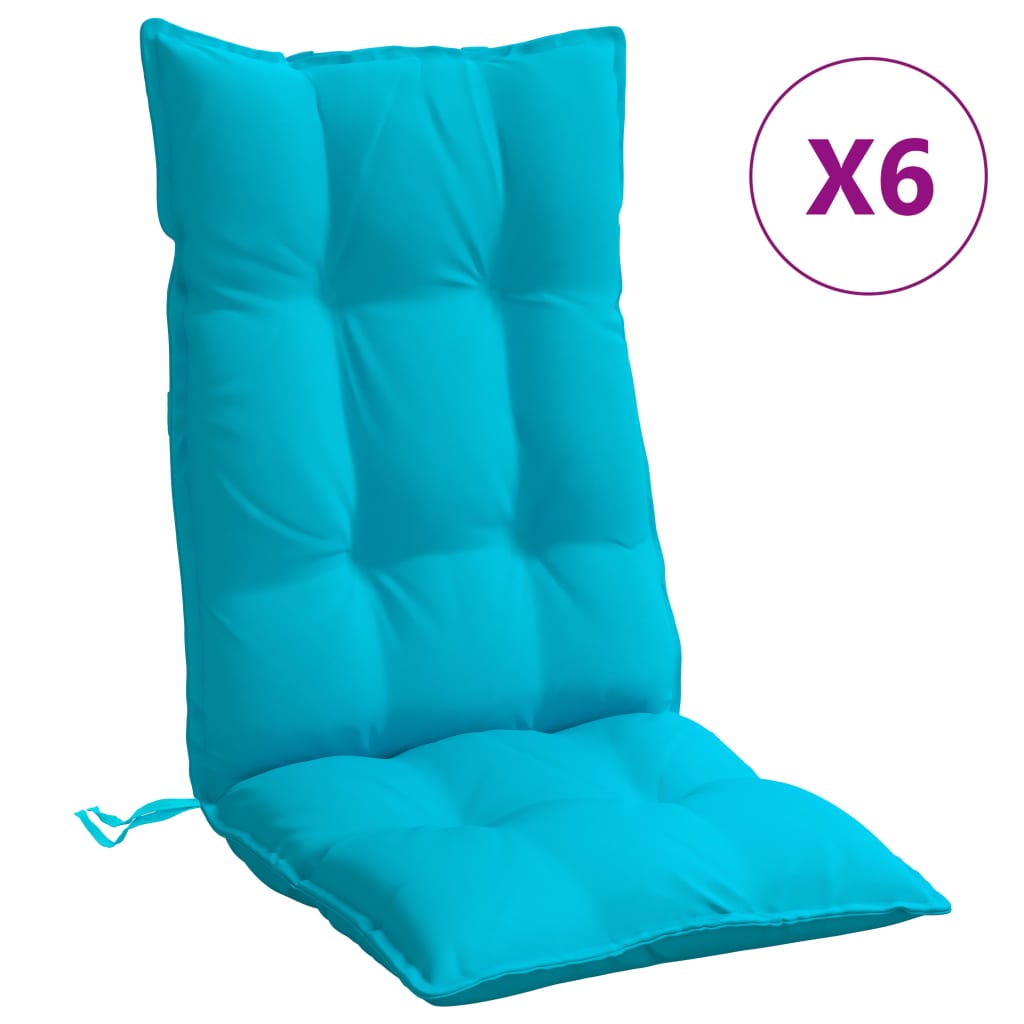 vidaXL dārza krēslu spilveni, 6 gab., tirkīzzils oksforda audums
