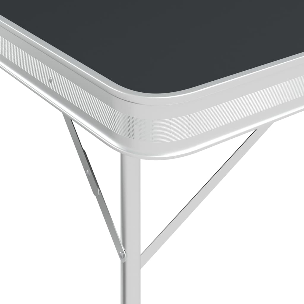 vidaXL saliekams kempinga galds ar 2 soliem, pelēks alumīnijs