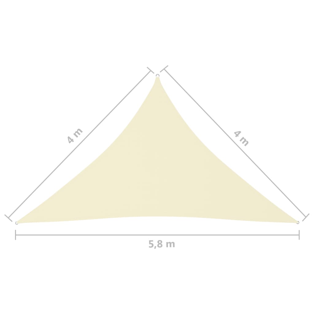 vidaXL saulessargs, 4x4x5,8 m, trijstūra, krēmkrāsas oksforda audums