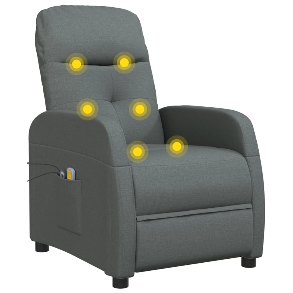 vidaXL elektriskais masāžas krēsls, tumši pelēks audums