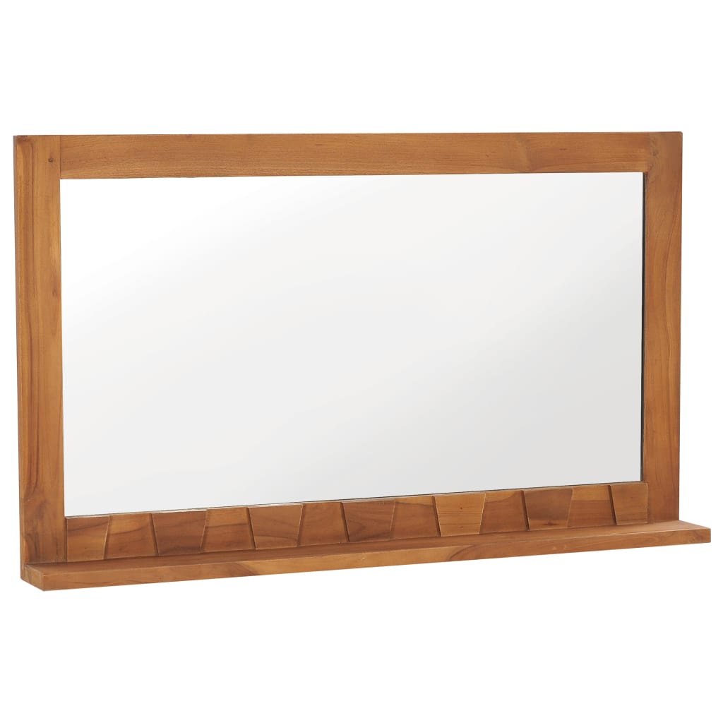 vidaXL sienas spogulis ar plauktu, 100x12x60 cm, masīvs tīkkoks