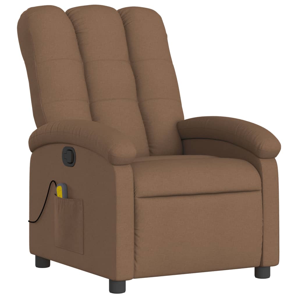 vidaXL masāžas krēsls, atgāžams, brūns audums