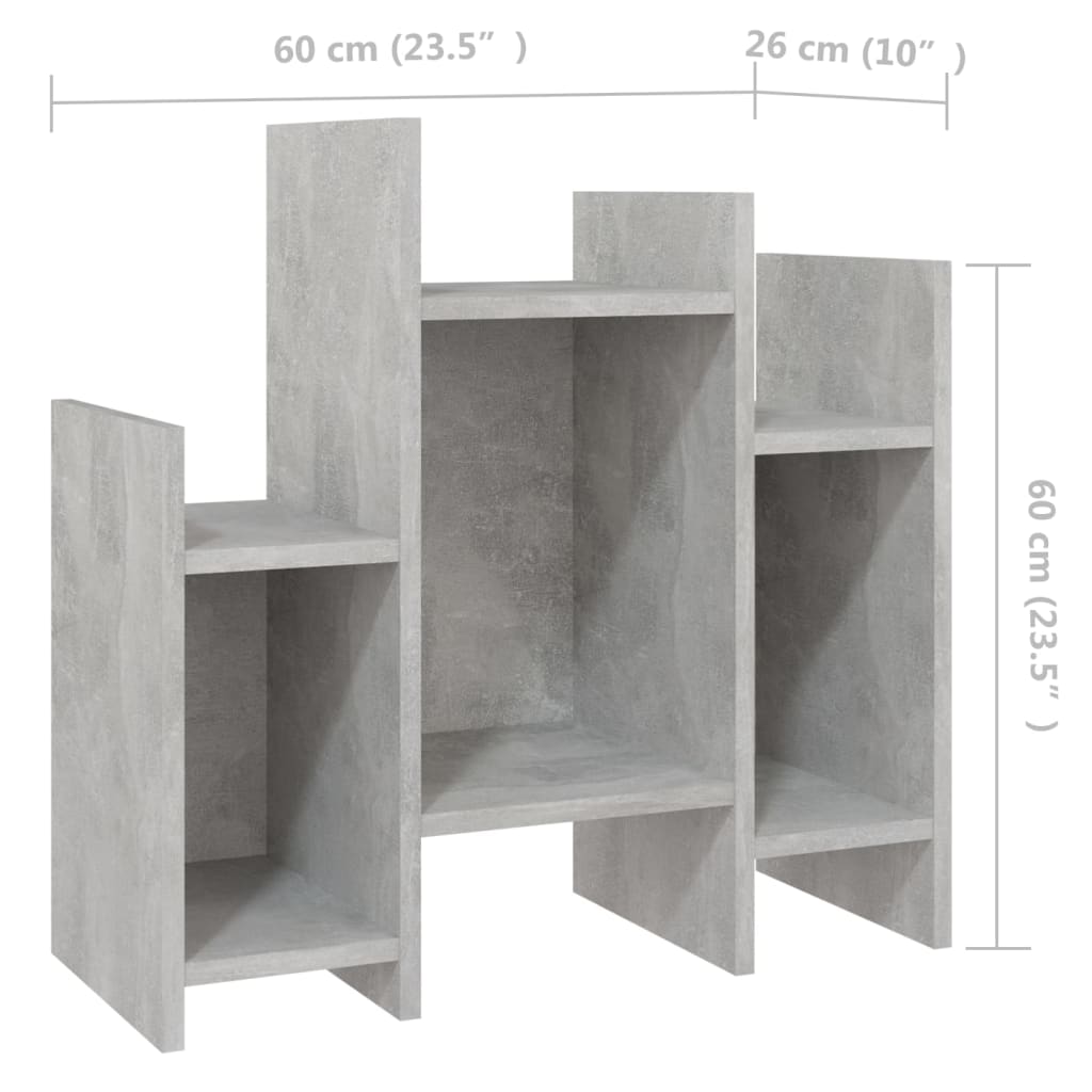 vidaXL skapītis, betona pelēks, 60x26x60 cm, skaidu plāksne