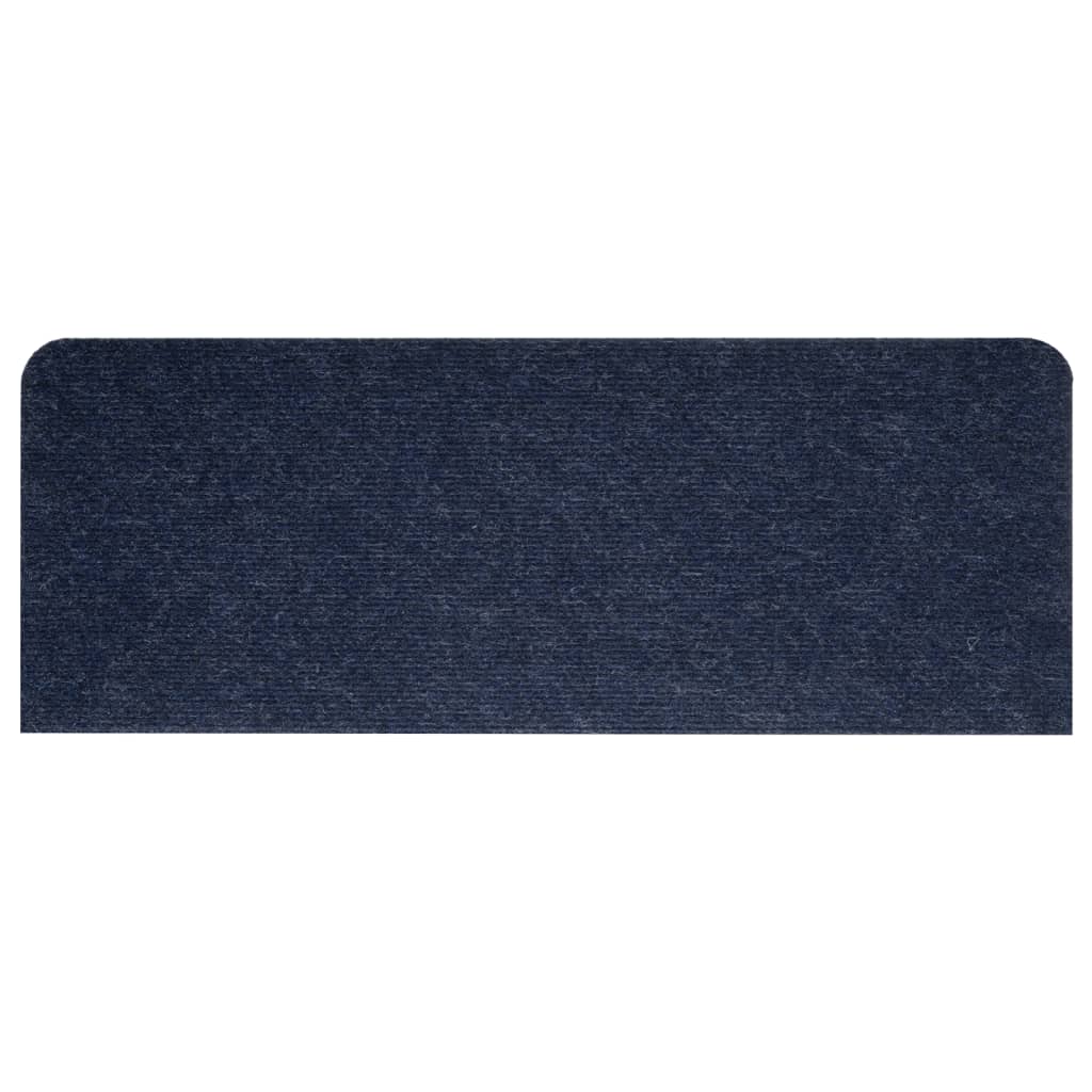 vidaXL kāpņu paklāji, 15 gab., pašlīmējoši, 65x24,5x3,5 cm, zili