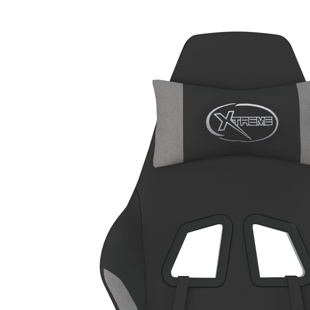 vidaXL datorspēļu krēsls ar kāju balstu, melns un gaiši pelēks audums