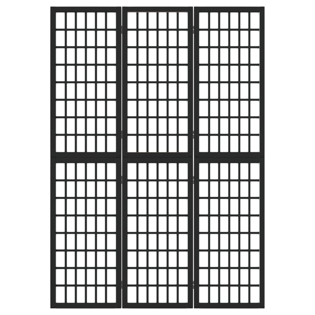vidaXL aizslietnis, 3 paneļi, salokāms, 120x170cm, japāņu stils, melns