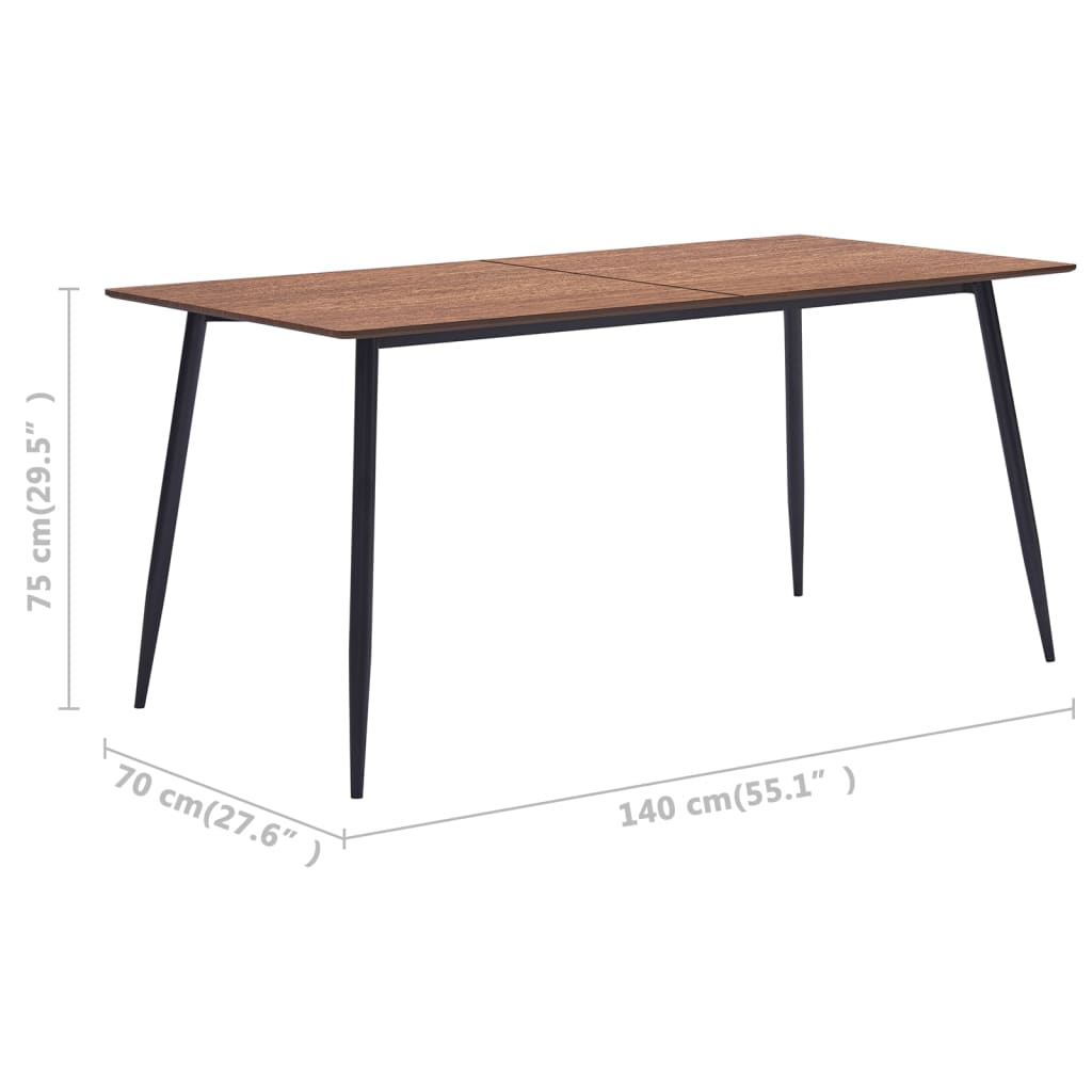 vidaXL virtuves galds, brūns, 140x70x75 cm, MDF