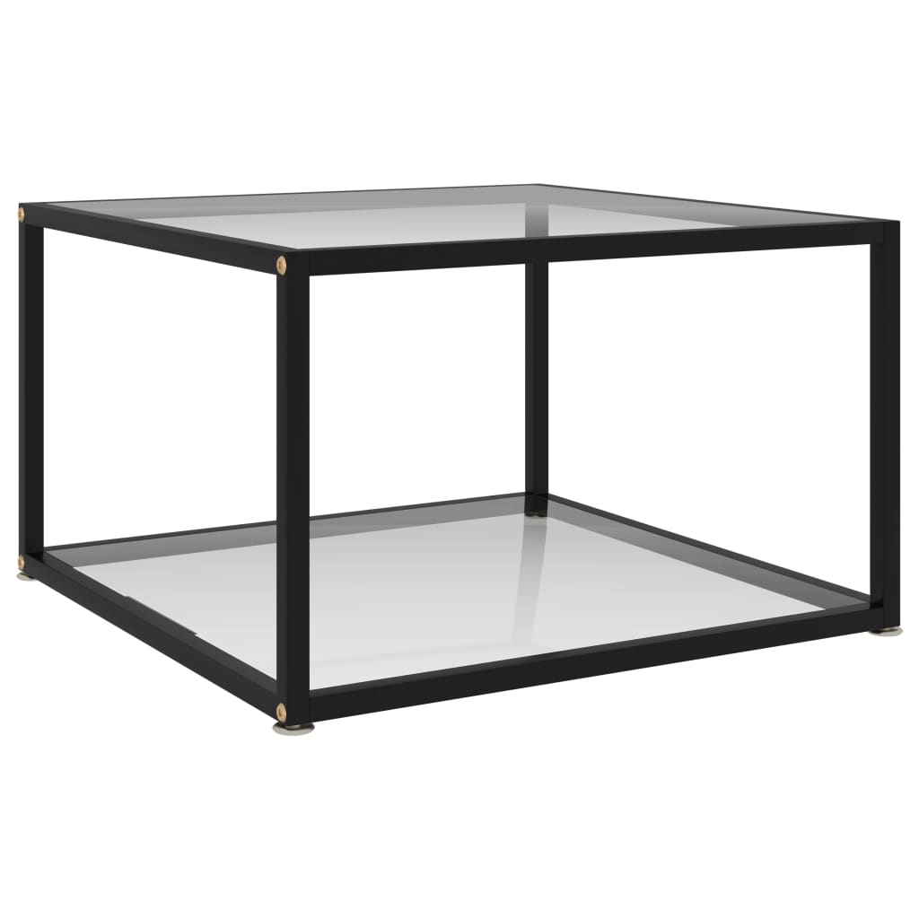 vidaXL kafijas galdiņš, caurspīdīgs, 60x60x35 cm, rūdīts stikls