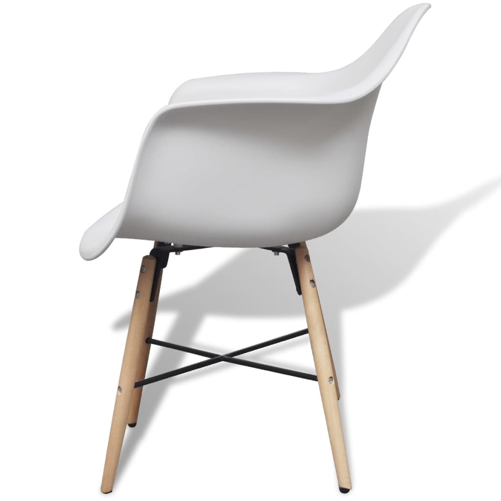 vidaXL krēsli, 4 gab., baltas plastmasas sēdeklis, dižskābarža kājas